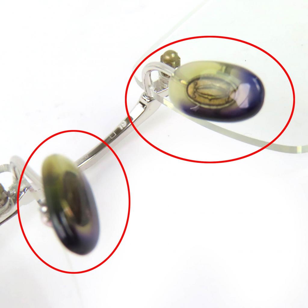 Great Cartier Glasses 2C Decor Two-Point Rimless Square Black Mens Used