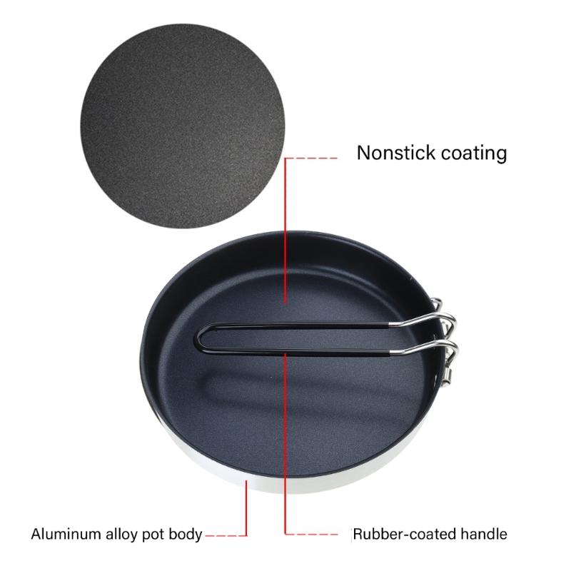 Portable Frying Pans with Storage Bag Nonstick Skillets Light Weight Grill Pans Outdoor Cookware for Camping Travel
