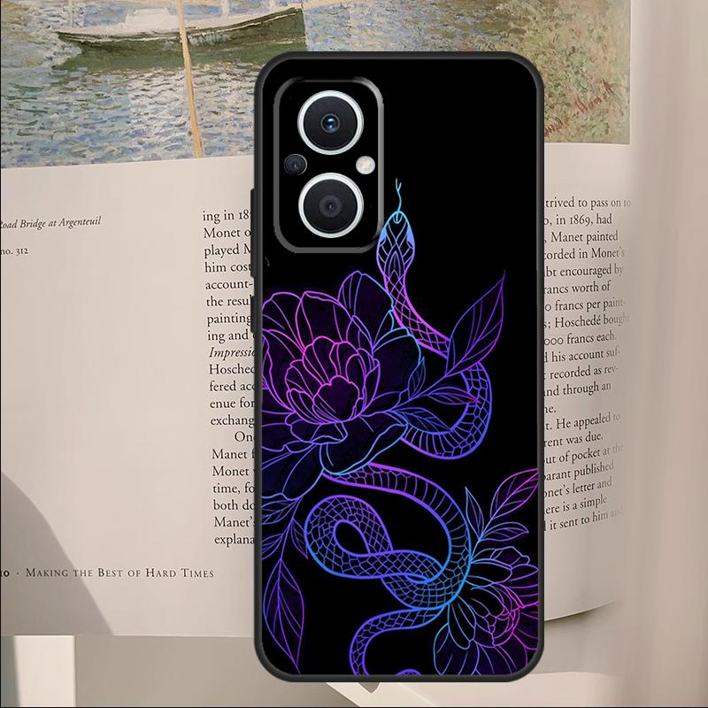 

Snake Flower Cover For OPPO Reno 7 8 Lite 11F 12F 13F 14F 10 11 12 13 14 Pro OPPO Find X6 X8 X9 Pro Case OPPO Find X5 Pro