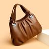 Ladies' Simple Solid Color Tote Bag, Fashionable Pleated Shoulder Bag, Multi Pocket Casual Daily Crossbody Bag Suitable for Daily Use and Shopping