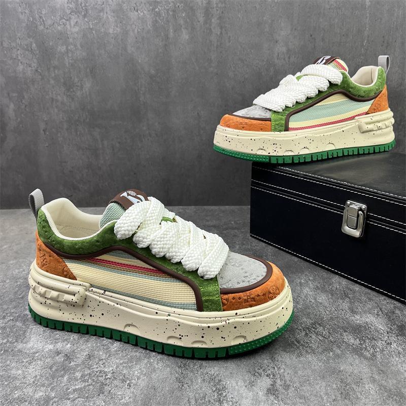 Trendy platform men's shoes autumn new versatile height increase white shoes casual board shoes sports trendy shoes