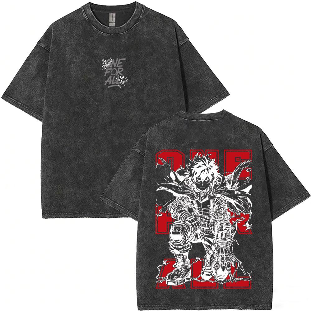Washed Vintage Anime My Hero Academia Himiko Toga Graphic T-shirt ga Casual T-shirts Unisex Y2k Oversized T Shirts