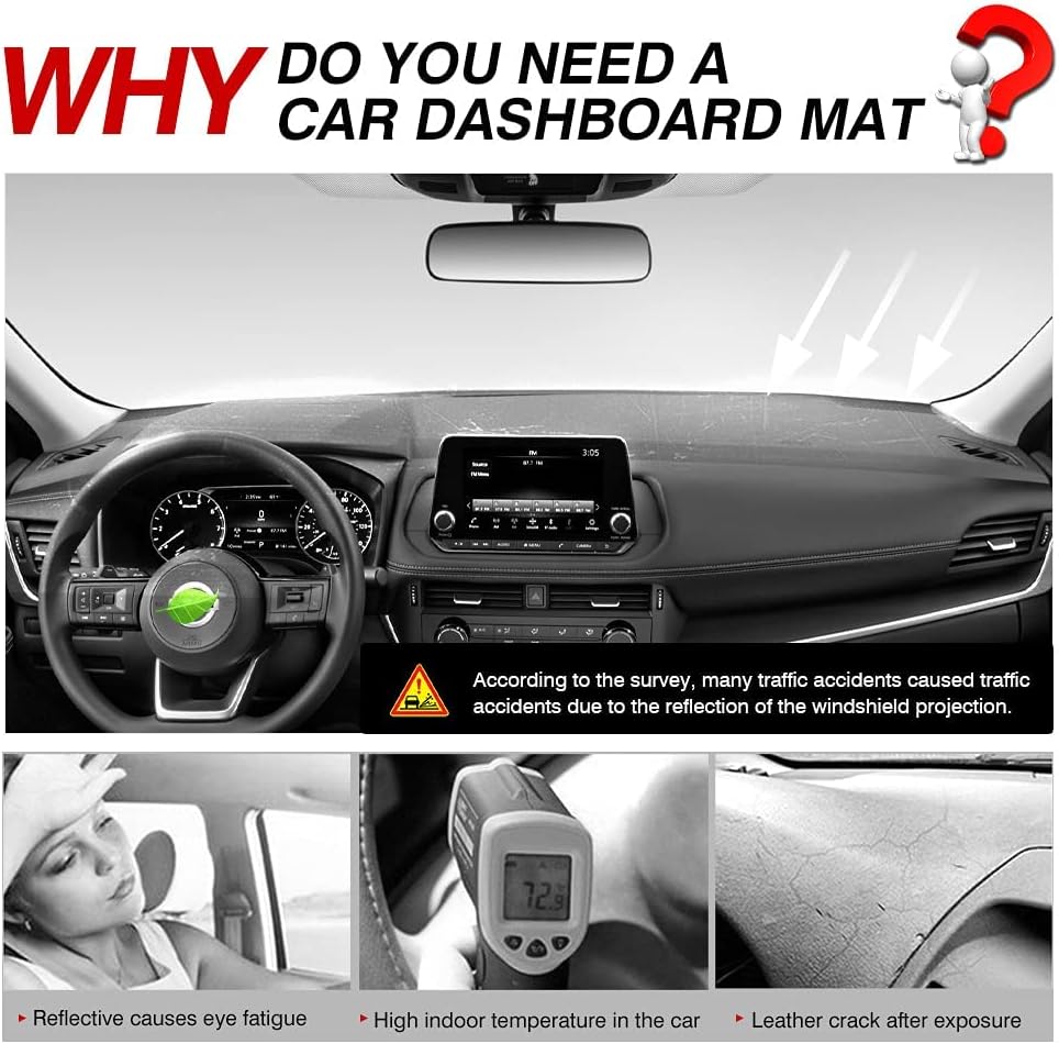 Dashboard Cover Mat for Nissan Rogue 2026-2026 2026 Accessories Dash Cover Flannel Dash Mat Sunshade Glare UV Rays Protector