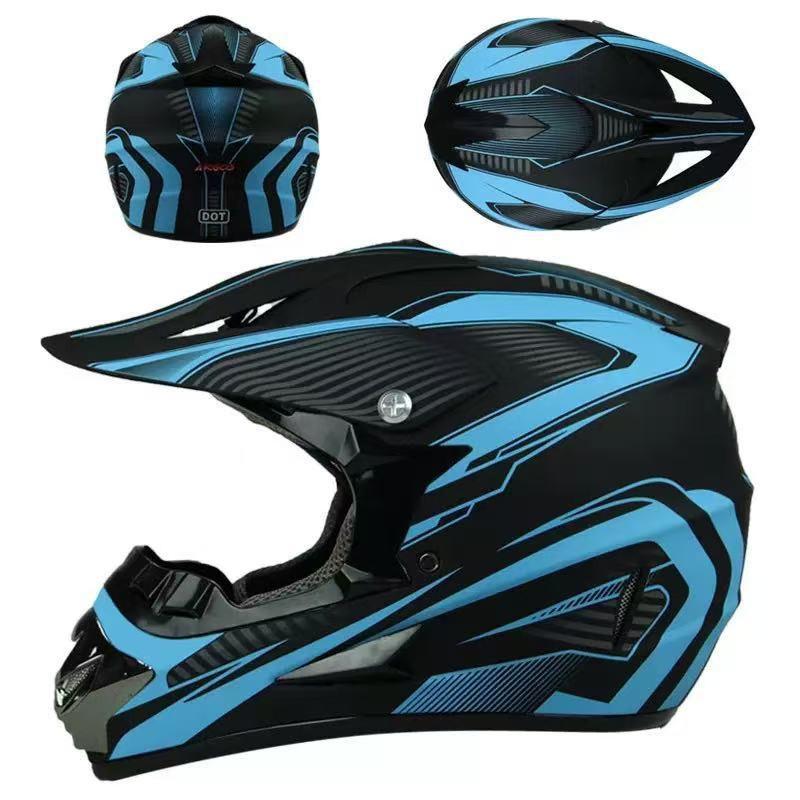 Full Face Motorcycle ATV Dirt Bike Karting Helmet ABS Universal Seasonal Riding Gear With Visor Mask Gloves