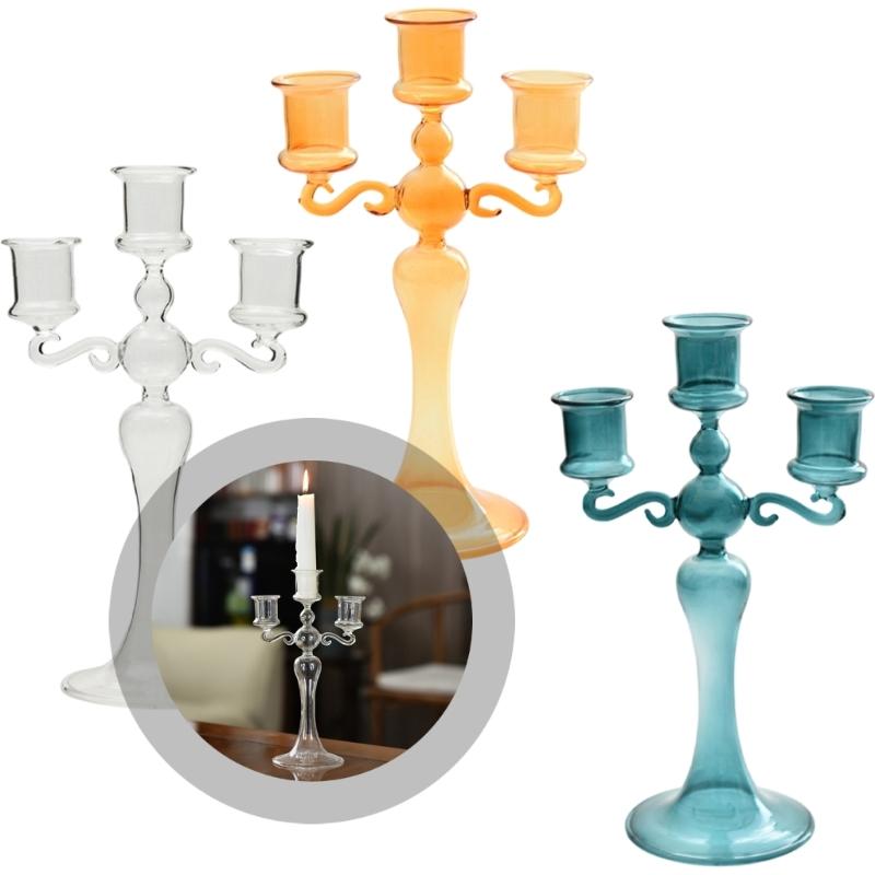 Decorative Candle Stands Glass Taper Candle Holders Candelabra Retro Candlestick Holders for Wedding,Table Centerpieces