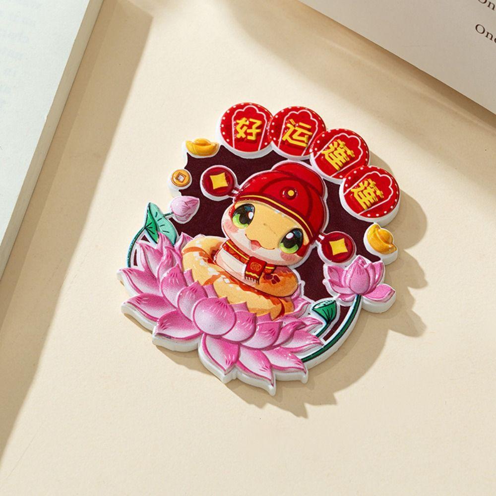 1/4pcs Cute Snake Year Refrigerator Sticker Resin Magnetic Sticker Fridge Magnets  Photo Wall