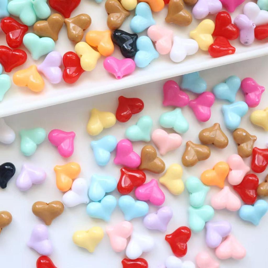Seven-Color Small Peach Heart Acrylic Beads 11x14mm for DIY Phone Chain Pendants