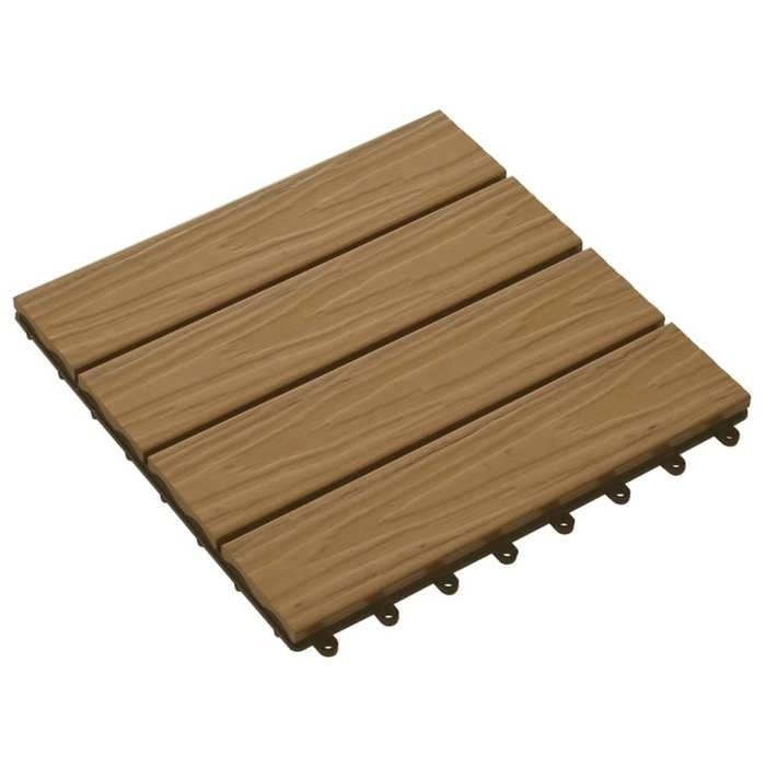 VidaXL 11x Carreau de Terrasse Relief WPC 30x30 cm 1 m² Teck Dalle de Jardin 45037