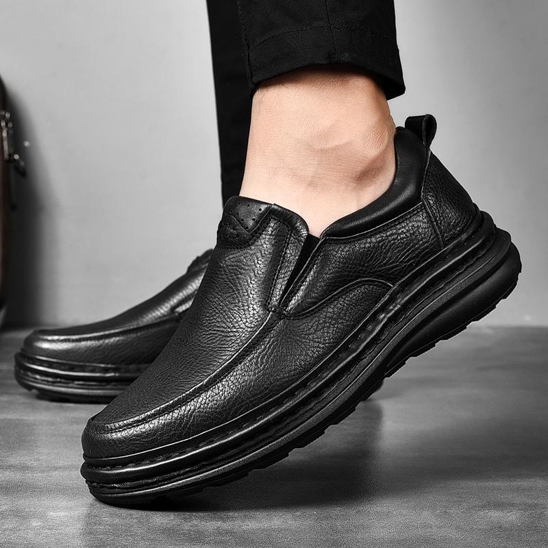 High-End Autumn/Winter 2021 Men's Slip-On Thick-Soled Genuine Leather Business Shoes