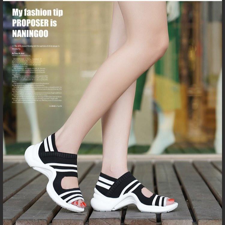 Knitted Mesh Sandals 2025: Thick Sole, Lightweight, Summer Sports Casual, Round Toe Women's Footwear