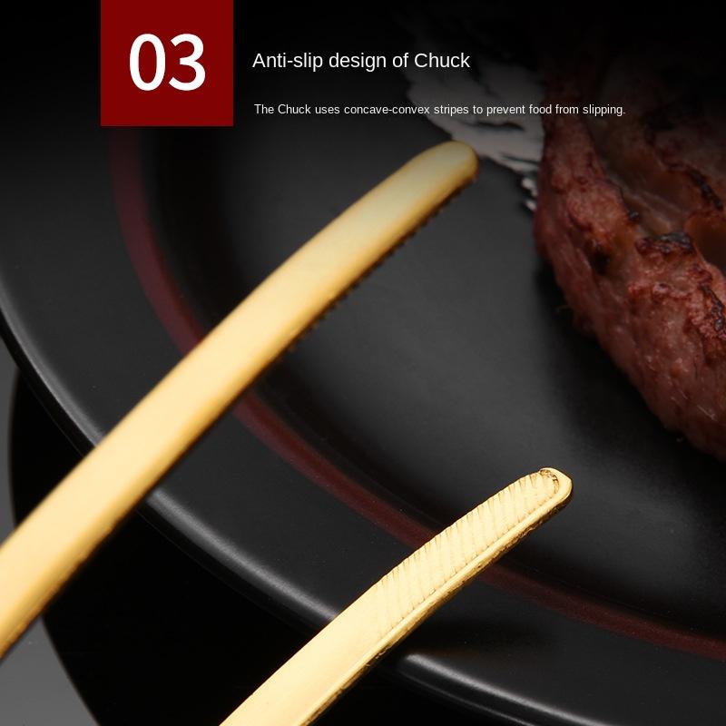 Korean Barbecue Tongs Stainless Steel Barbecue Tongs Round Head Grilled Pointed Meat Tongs Self- Food Tongs