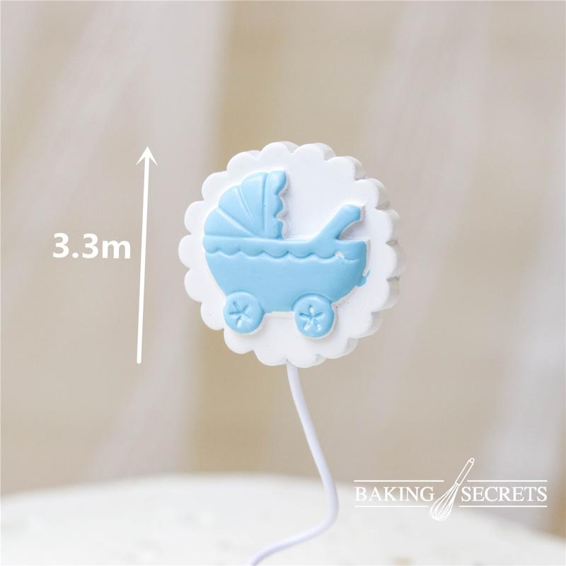 Gender Reveal Cake Decoration Blue Pink Baby Boy Girl Cake Toppers Baby Bottle Stroller Happy Birthday Cupcake Topper Baking
