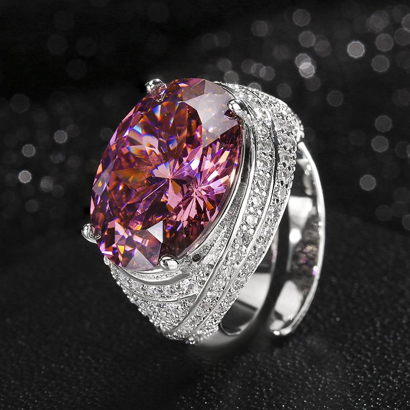 Jewelry Copper Bottom Gold-Plated Simulation Para Green Copper Egg-Shaped Ring Heroine Stone 13 * 18