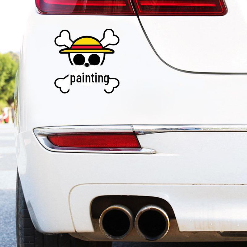 Jednodílná nálepka se škrábanci ze slaměného klobouku na auto – kreslený 3D obtisk víčka palivové nádrže