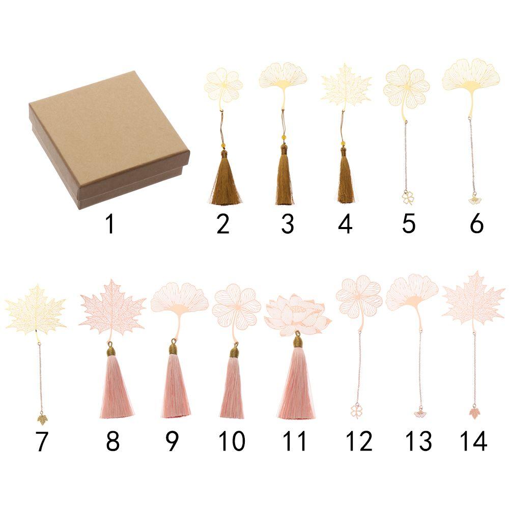 New Rose Gold Apricot Leaf Metal Bookmark Tassel Chinese Style