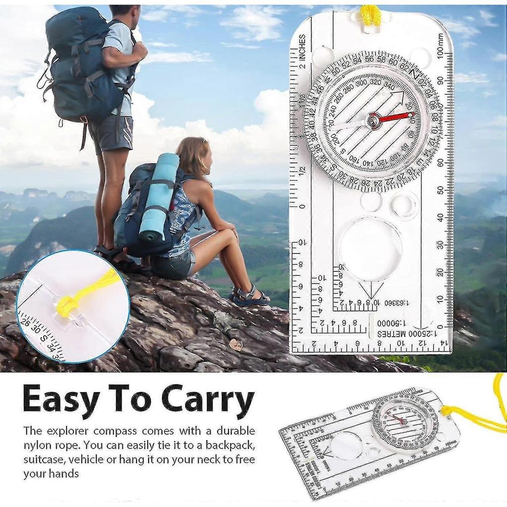Navigation Compass, Orienteering Compass Portable Walking Compass Adjustable Declination Explorer Compass Waterproof Navigation Compass - RIpj