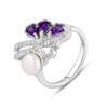 Anello in argento con perle naturali, ametista, topazio bianco (2123613)
