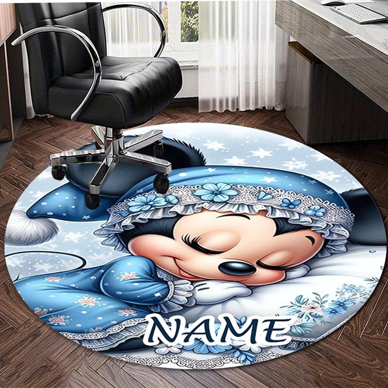 Personalized M-Minnie Round Chair Office Rug - Perfect for Mat, Office Chair & More - Ideal Gift for Birthdays and Holidays