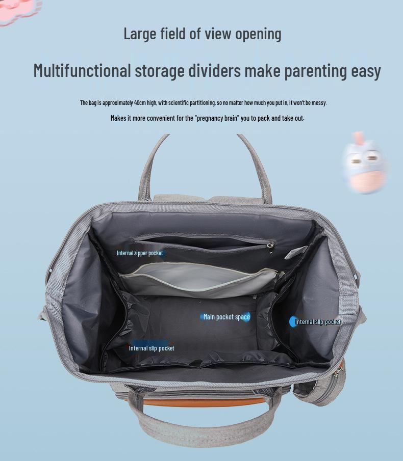 2024 High-End Winter Mommy Backpack: Wet & Dry Separation, Large Capacity, Double Shoulder, Perfect for Outings with Baby.