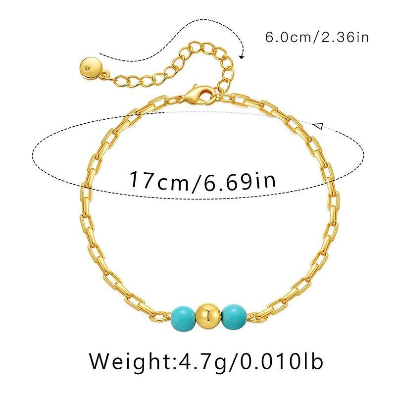 K Gold Plated Round Turquoise Adjustable Fashion Bracelet For Women