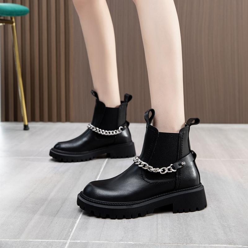 Fashion AIYUQI Boots Women Winter Genuine Leather Large Size 41 42 Fur Women Ankle Boots Fashion British Style Women Chelsea  boots