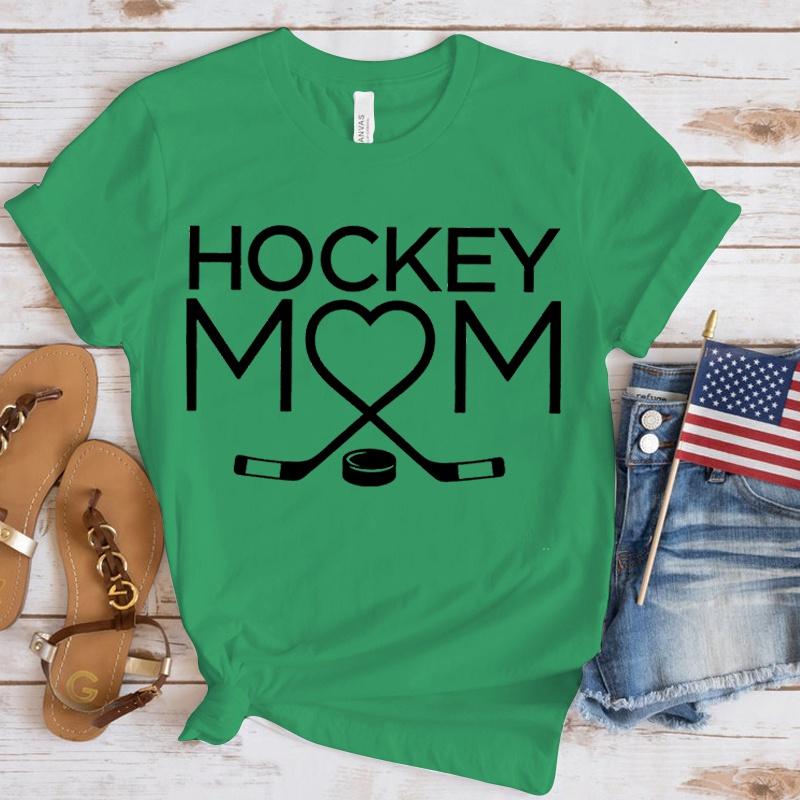 Women Fashion Hockey Mom Print T-Shirts Fashion Casual Short Sleeve Daily Outdoor Shirt Tops Mother's Day Gift