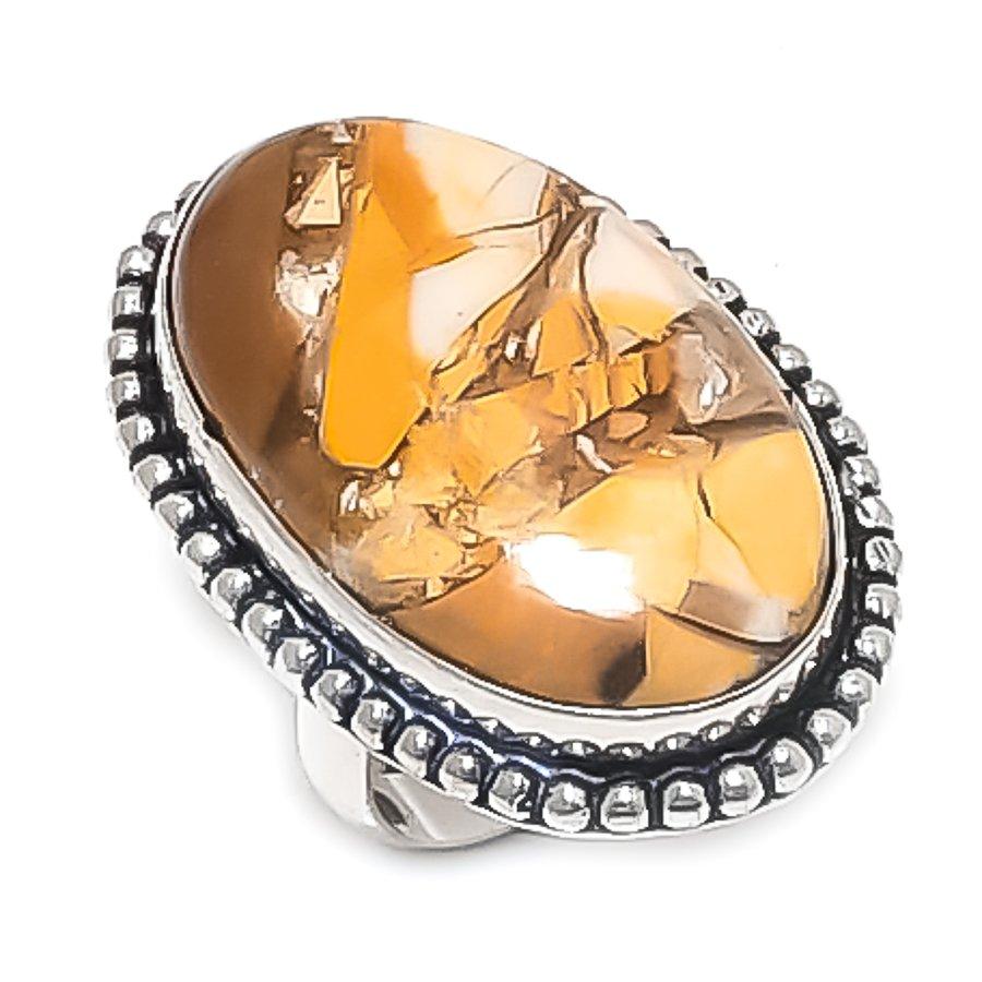 

Натуральный брекчированный мукаит серебро 925 пробы ювелирное кольцо размер 7 O7i31