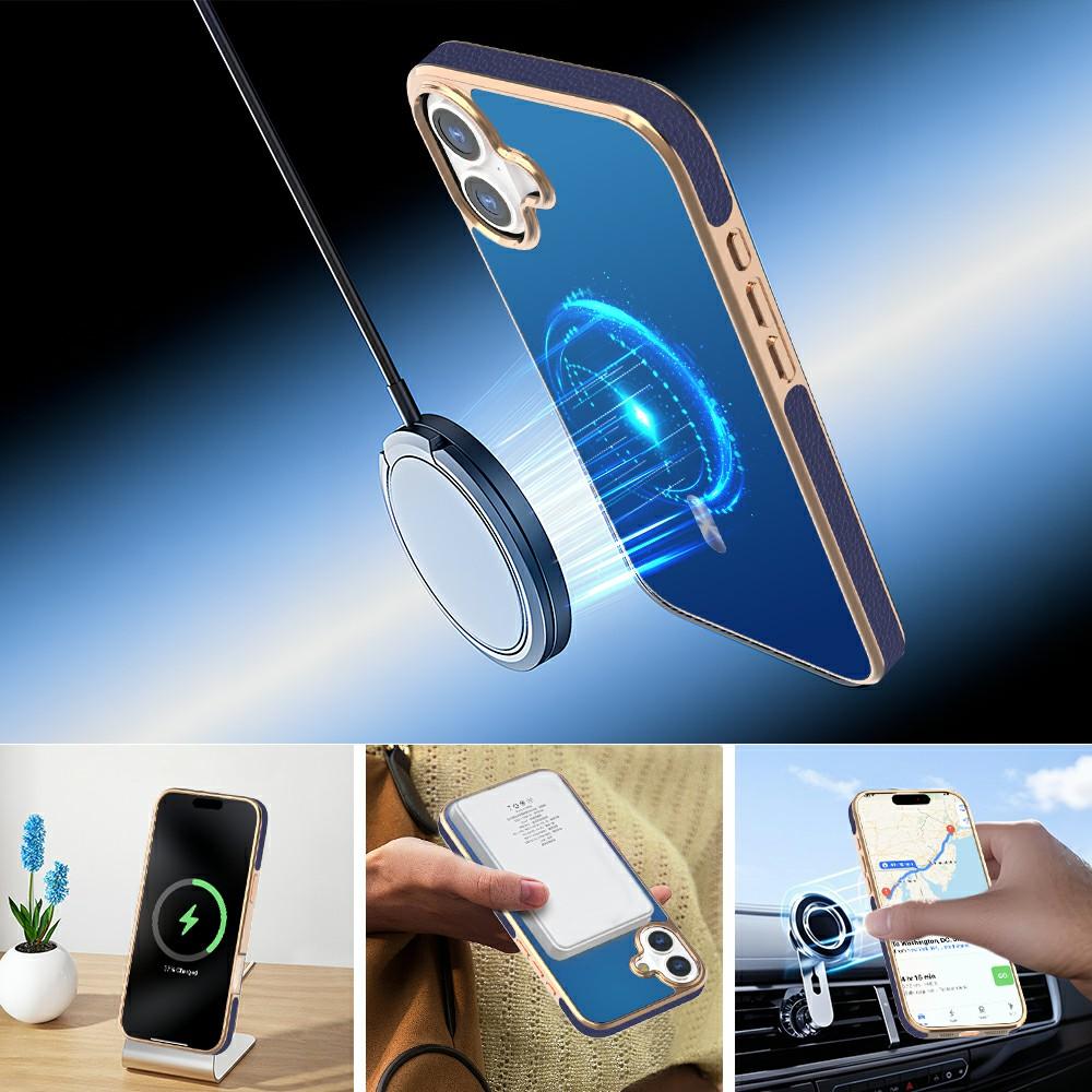 For iPhone 16 Plus Magnetic Case Electroplating Anti-Drop TPU+PC Phone Back Cover