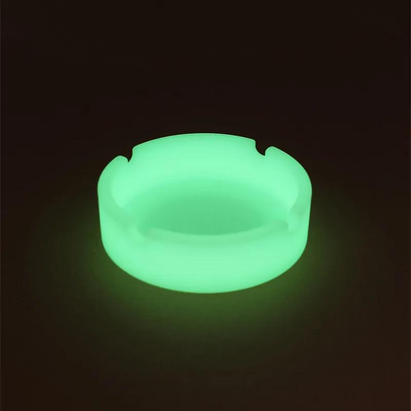 Portable Ashtray Glow In The Dark Luminous Silicone Soft Ashtray for Smoking Cigarette Cigar Round Durable Ashtray