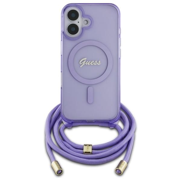 Guess Guhmp16Shctsgnsu Iphone 16 6.1    Fioletowy/Purple Hardcase Crossbody Cord Script Magsafe
