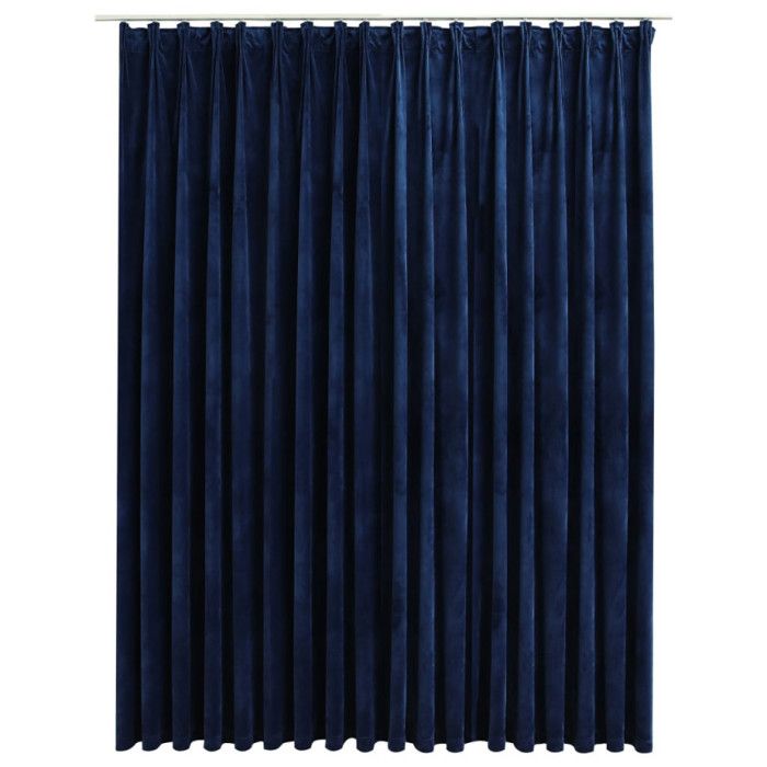 VidaXL Rideau occultant avec crochets Velours Bleu foncé 290x245 cm