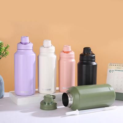 Büyük Kapasiteli Taşınabilir Seyahat Termos Bardak Paslanmaz Çelik Düz İçecek Su Şişesi Kızlar Açık Hava Sporları Fitness Su Bardağı