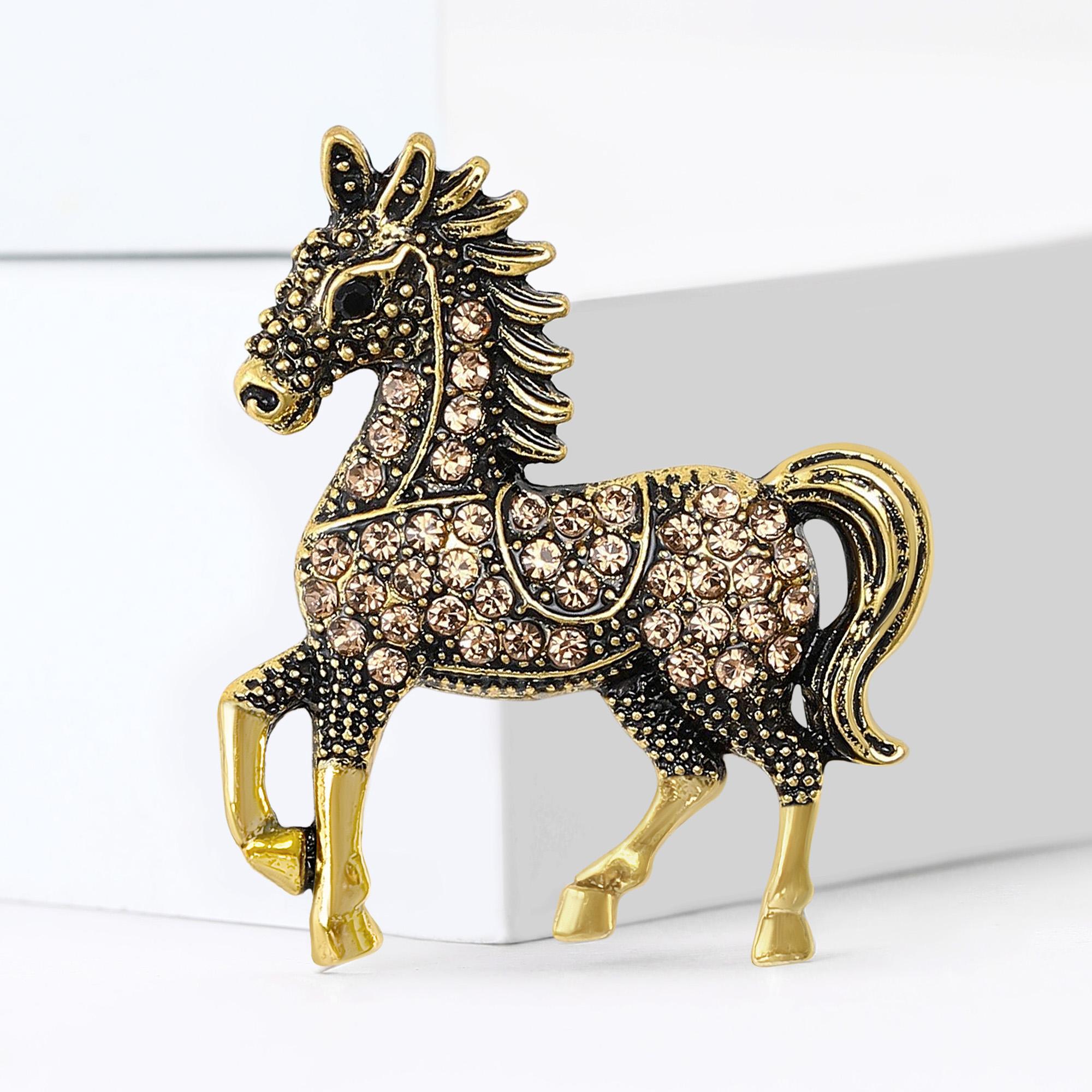 

Fashion Rhinestone Horse Brooches for Women Unisex Animal Pin Event Party New Year Gifts Backpack Decoration Clothes Accessories
