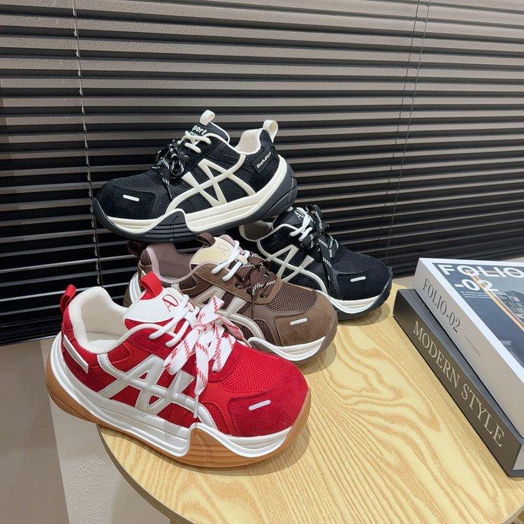 Leather Platform German Training Shoes Women's 2025 Autumn New Flat-soled Heightening Shoes Retro Running Casual Sports Forrest Gump Shoes