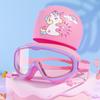 Yuzhan Kids Waterproof Anti-fog Large Frame Swimming Goggles with Dinosaur Swim Cap