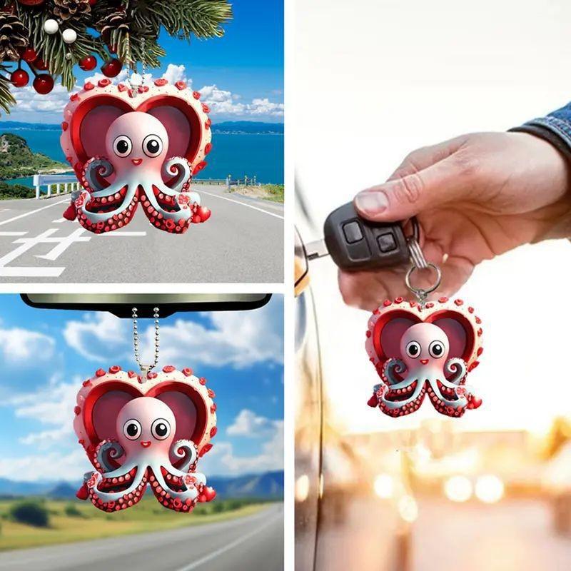 Eyecatching 2d Acrylic Octopus Pendant For Car Interior Decor And Fun Gift Options