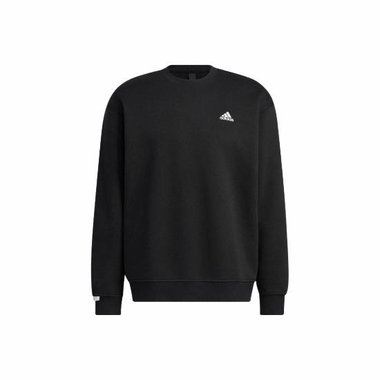 Adidas LABEL Logo printed round neck pullover long sleeve sweatshirt unisex black IB2774