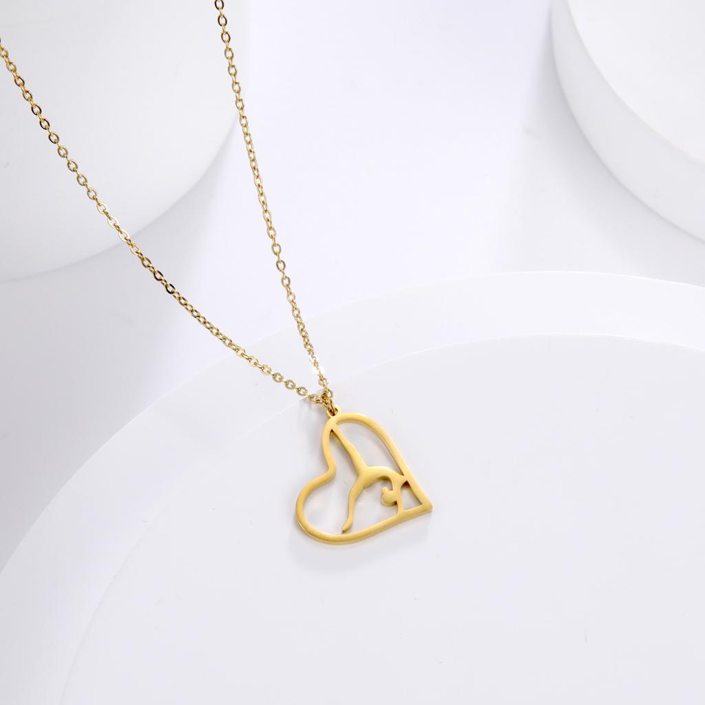Fashion Minimalist Heart Pendant Necklace Women Gymnastics Theme Jewelry