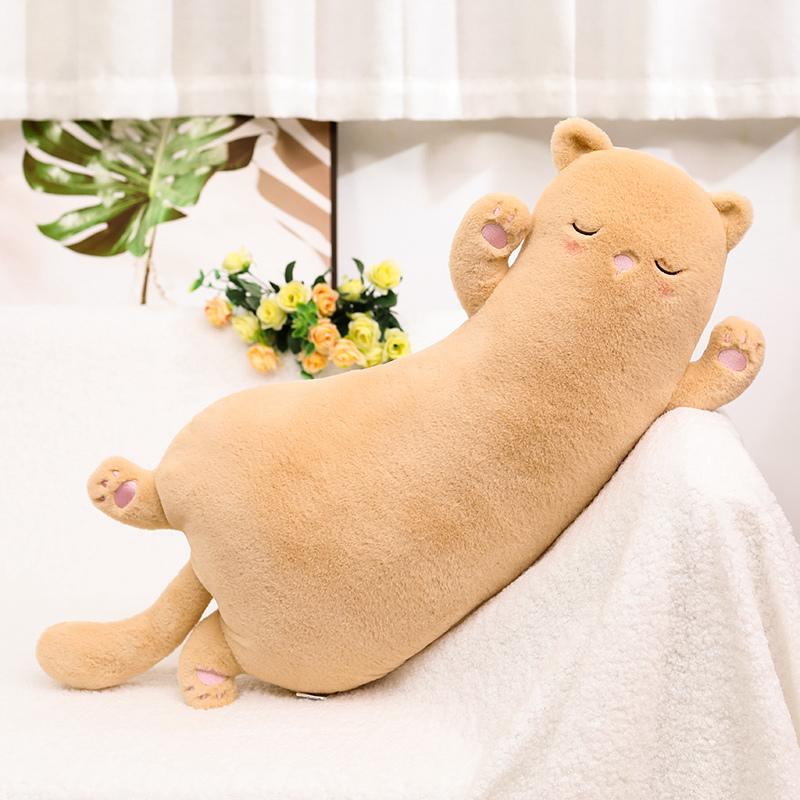 Cartoon Sleepy Cat Plush Toy Kawaii Long Pillow Soft Warm Kitty Doll Stuffed Animal Cushion Birthday Gift Room Bed Decoration