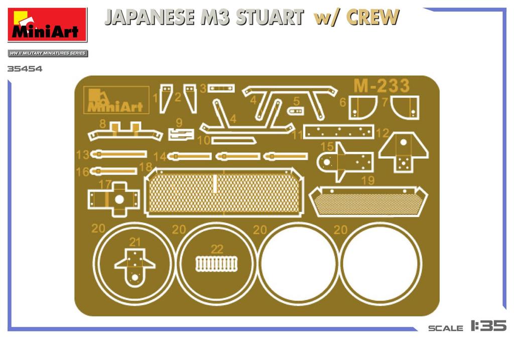 Miniart Japanese M3 Stuart Plastic Model MA35454 Tank 1/35 w/Crew