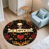 Skull and Rose pattern round rug,Carpet Rug for Living Room Bedroom Sofa Playroom Decor,Non-slip Floor Mat,Holiday Gifts and Birthday Gifts