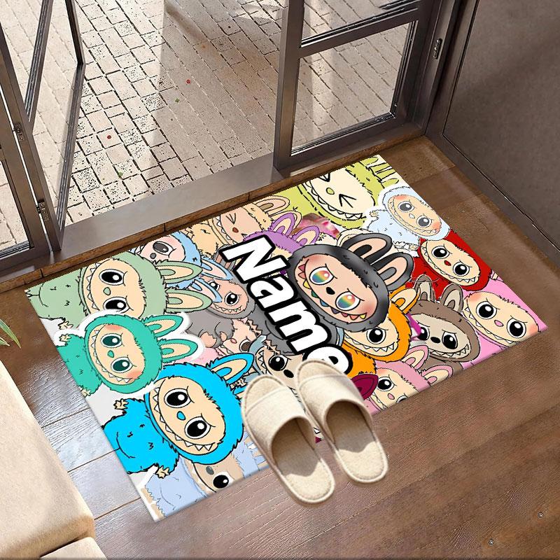 Custom Name Personalized Labubu Print Carpet, Versatile Home Decor Rug, for Playroom, Apartment, Balcony, Entryway, Hallway Gift