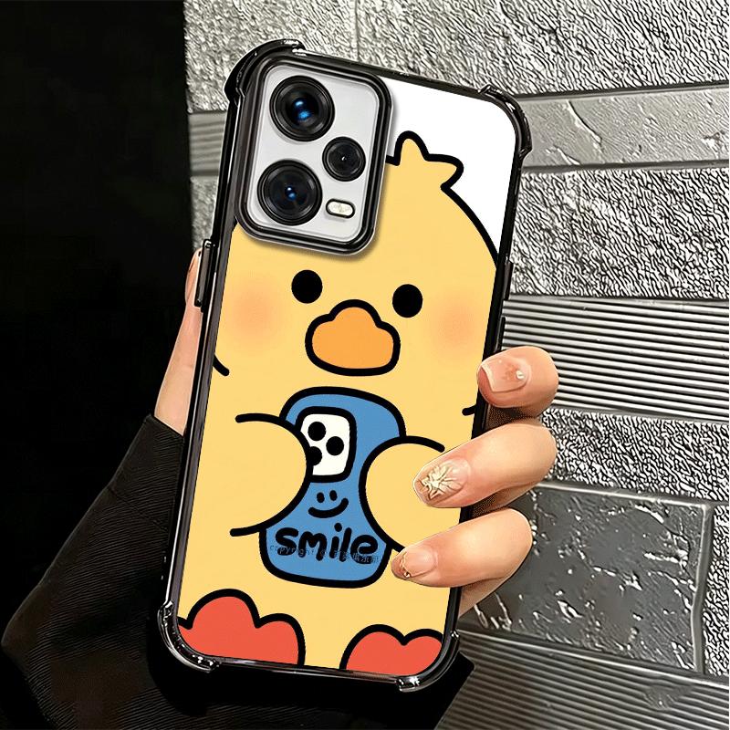 Cartoon Cute Duck Soft Phone Case For Xiaomi Redmi Note 14 15 Pro Plus 13 12 11S 11T 5G 10 9S 9 Plating Anti-Fall Fundas