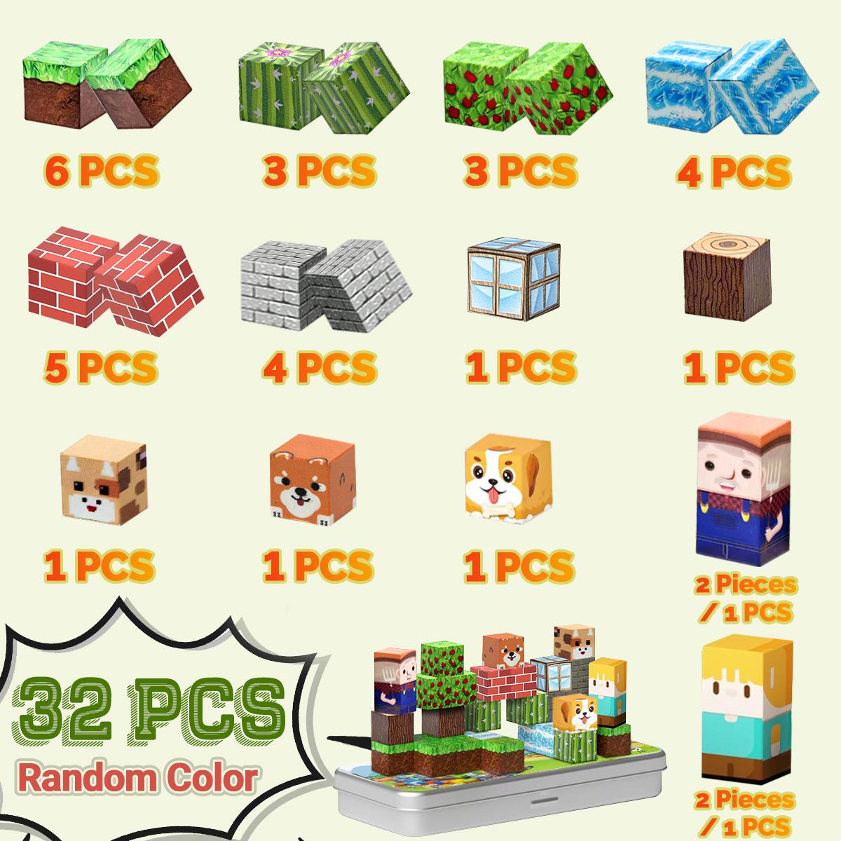 

32PCS Magnetic Building Blocks Animal Forest Set for Age 3+ DIY Model Children STEM Educational Sensory Toy With Iron Box