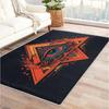 Mystic Geometric Eye Carpet Orange Blue Triangle Design Abstract All Seeing Pattern Artistic Living Room Rug Home Decor