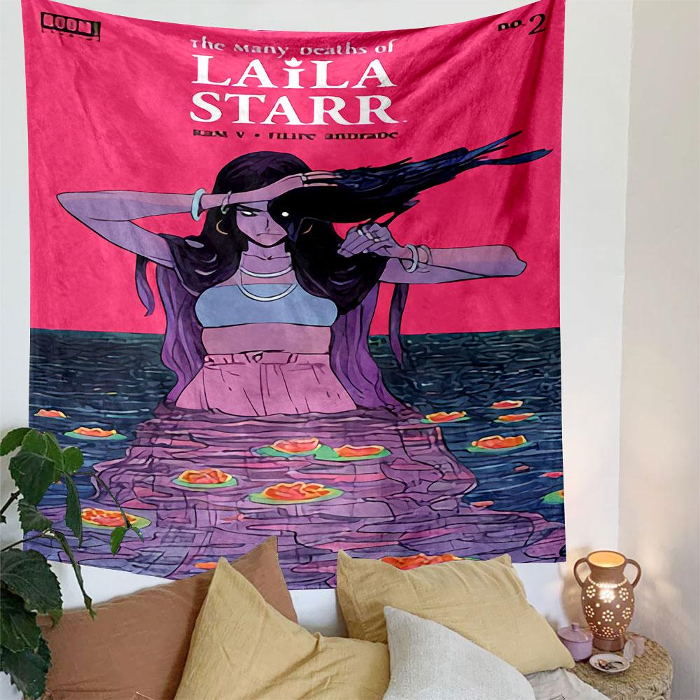 The Many Deaths of Laila Starr Tapestry Wall Hanging, Fantasy Comic Book Art, Comic Wall Decor for Bedroom Living Room Dorm