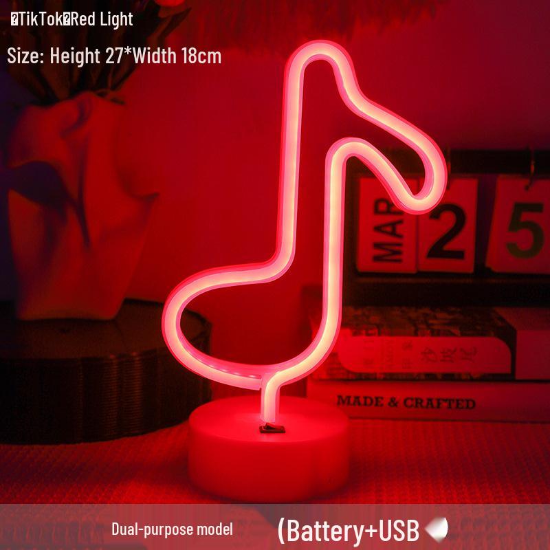 Korean Style Flamingo LED Neon Night Light - Decorative Christmas Fairy Accent with Round Base