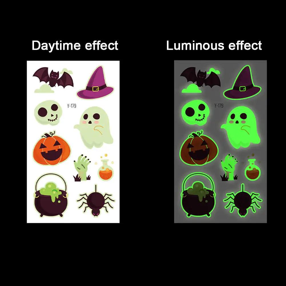 Spider Temporary Tattoo Sticker Realistic Waterproof Design Semi-Permanent Glow-in-the-darkScary Fake Tattoo for Halloween