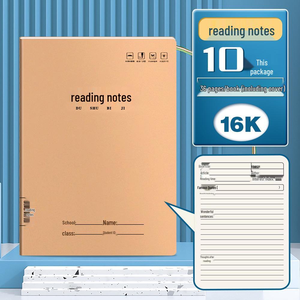 Kraft Paper Exercise Book Notebook for Junior High Students - Thickened 16K/32K for Language, English, and Math Homework
