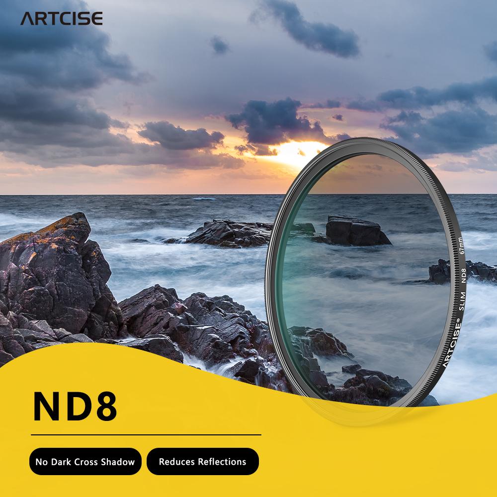 ARTCISE Fixed ND Lens Filter (ND8/ND16/ND32 Fixed Neutral Density Filter), Double-sided 24 Multi-Layer Coatings,for Camera Lens 37MM